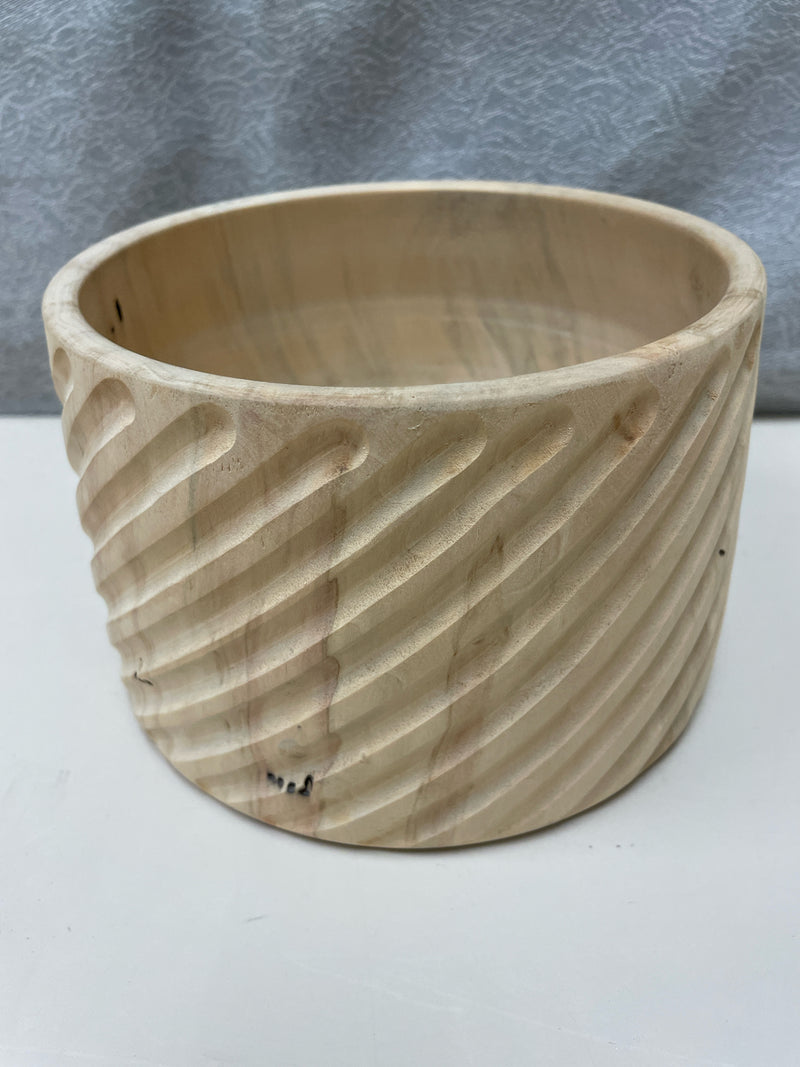 TAN WOOD CARVED BOWL