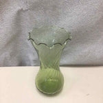 TALL GREEN GLASS RIPPLE VASE