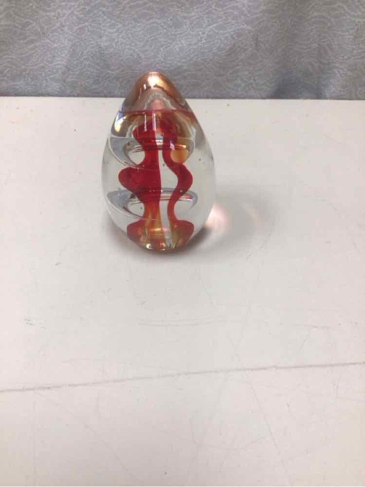 POINTED RED SPIRAL PAPERWEIGHT