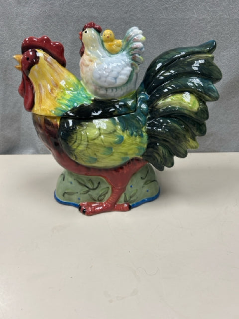CERAMIC LID ROOSTER CHICKEN CHICK