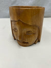 WOOD CARVED FACE MUG
