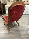 RED CRUSHED VELVET WOOD CHAIR