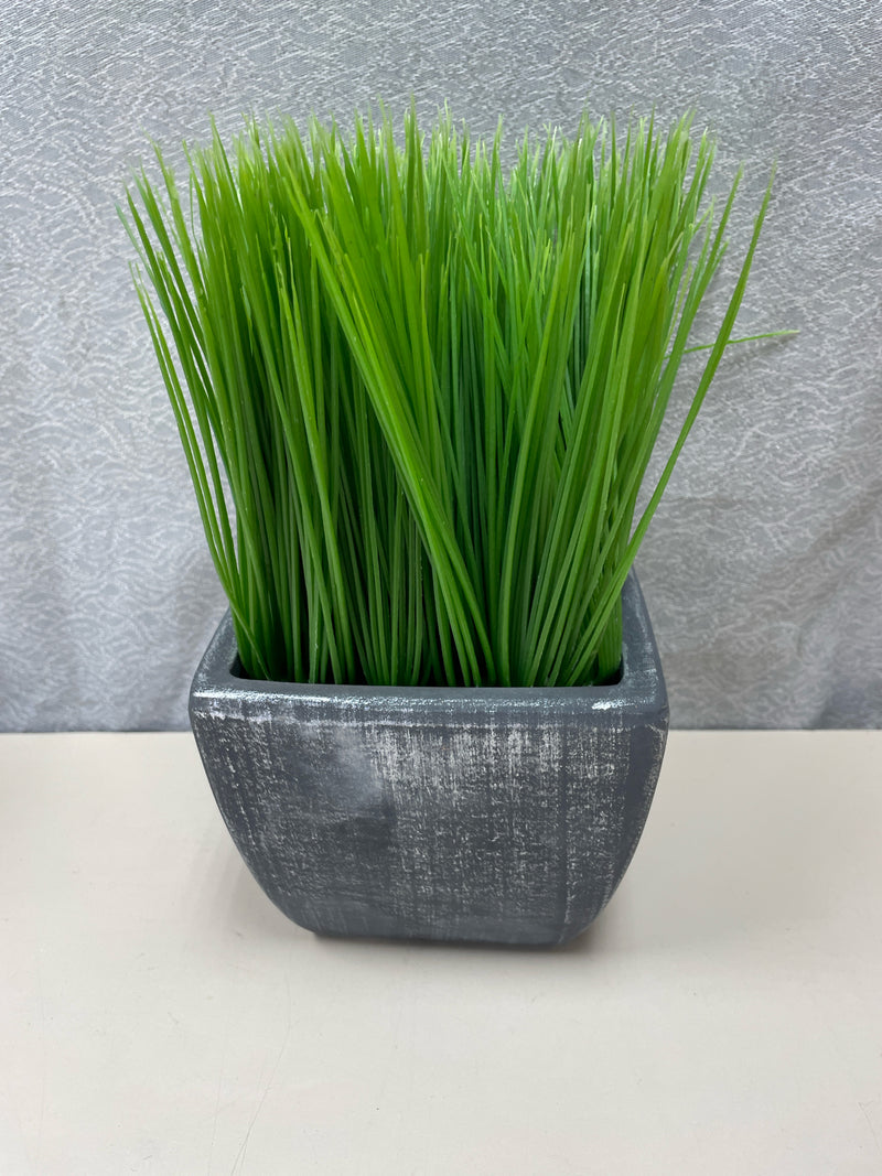 GRASS IN GREY VASE