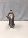 WOOD CARVED SANTA W/SILVER LINING