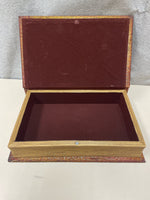 BROWN WOOD BOX WITH HIDDEN STORAGE