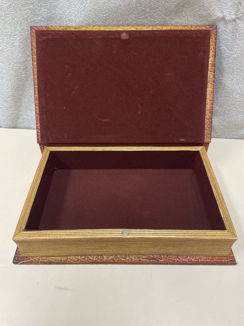 BROWN WOOD BOX WITH HIDDEN STORAGE