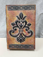 BROWN WOOD BOX WITH HIDDEN STORAGE