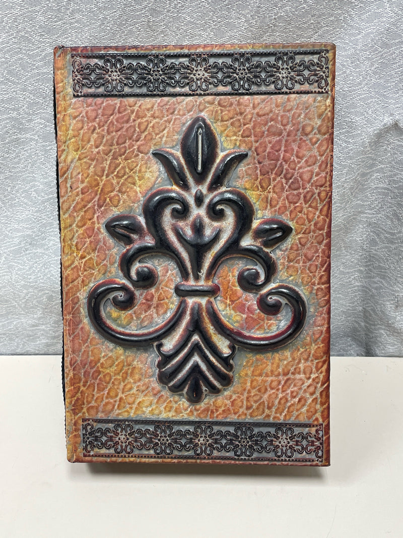 BROWN WOOD BOX WITH HIDDEN STORAGE