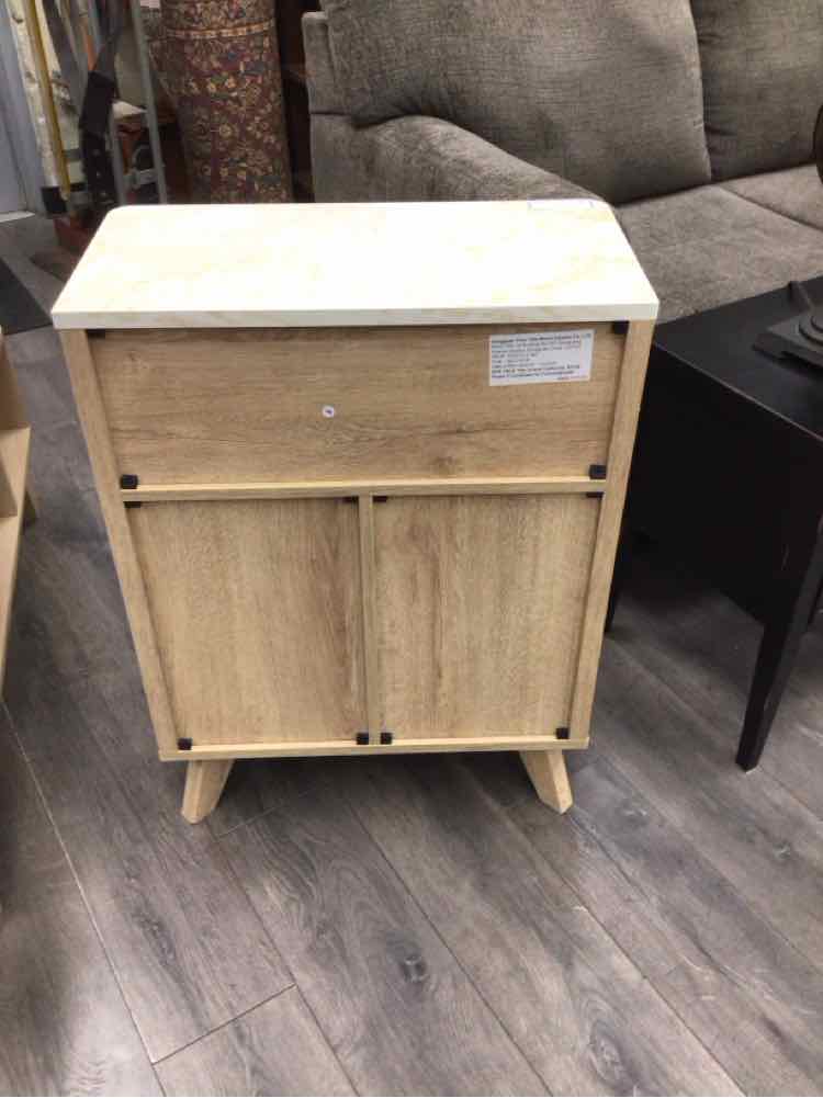 LIGHT BROWN FLOOR CABINET WITH SLIDING DOOR