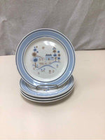 4 SMALL BLUE/BROWN PLATES