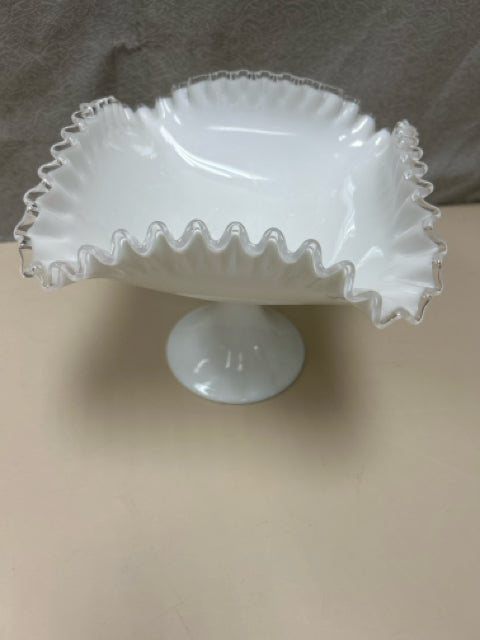RIDGED GLASS BOWL ON STAND
