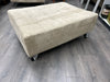 BEIGE OTTOMAN W/METAL LEGS