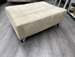 BEIGE OTTOMAN W/METAL LEGS