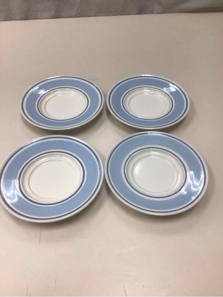 4 VINTAGE BLUE/BROWN MUGS