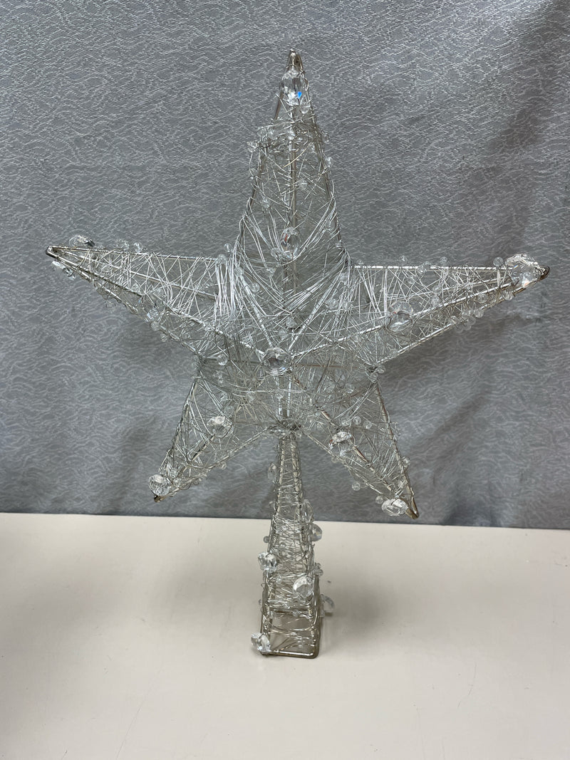 SILVER STAR BEADED TREE TOPPER