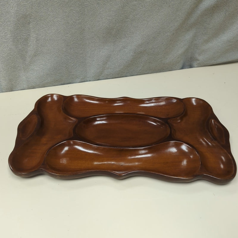 WOOD CARVED SERVING TRAY