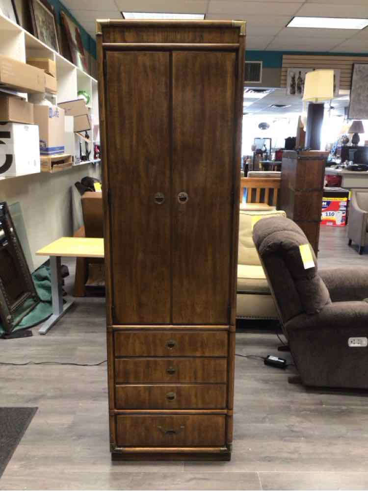 ASIAN INSPIRED CABINET W/DRAWERS & SHELVING