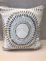 WHITE/BLUE/GOLD BURST PATTERN PILLOW