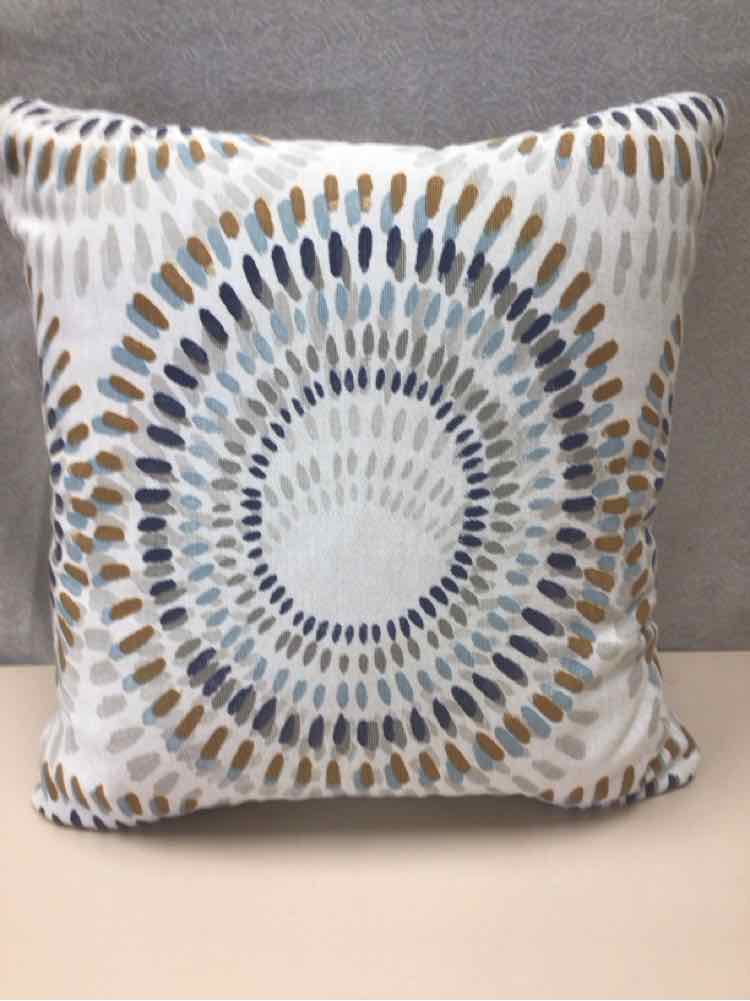 WHITE/BLUE/GOLD BURST PATTERN PILLOW