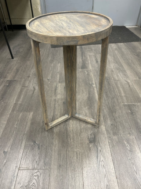 DIST. GRAY WOOD END TABLE