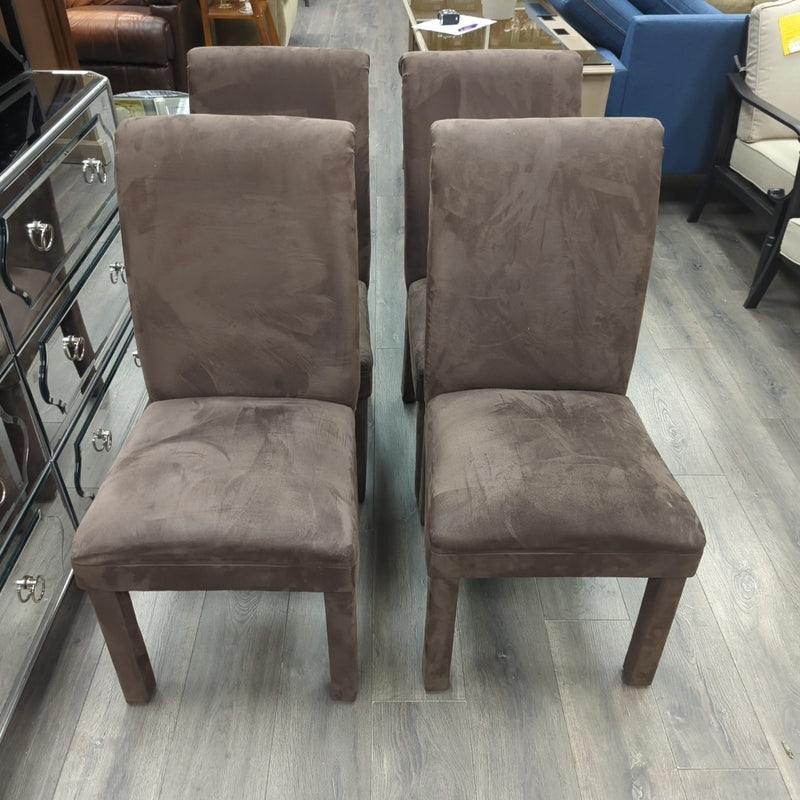 4 BROWN UPHOL PARSONS CHAIRS