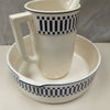 WHITE/BLUE DESIGN BASIN & PITCHER