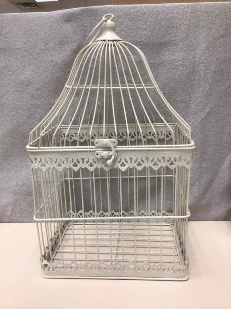 WHITE METAL BIRDCAGE