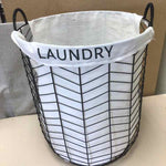 HAMPER W/METAL WIRE "LAUNDRY"