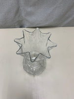 ETCHED GLASS VASE RIPPLED TOP