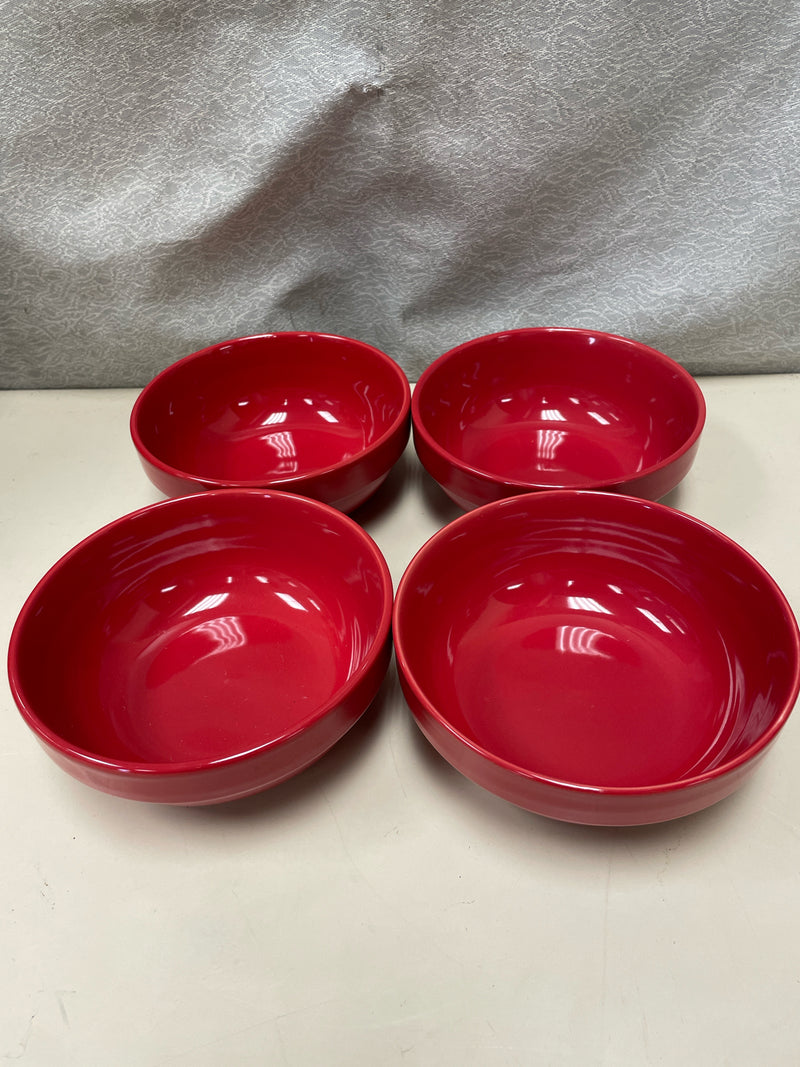 4 RED CERAMIC BOWLS