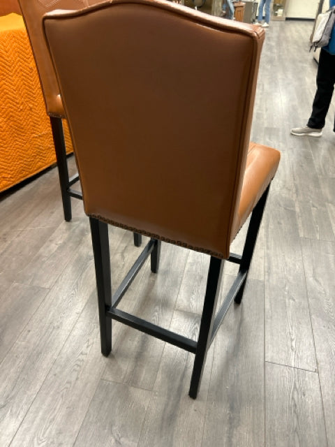 4 CARAMEL FAUX LEATHER STOOLS