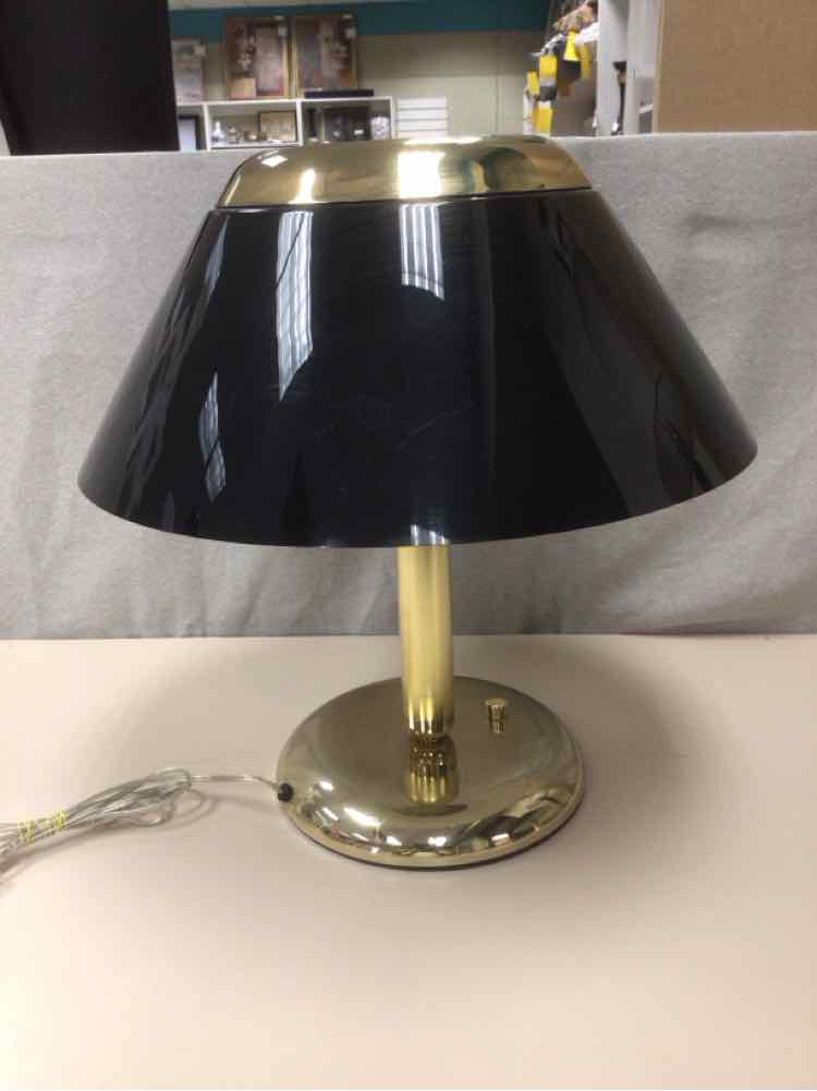 VTG BLACK SHADE BRASS LAMP
