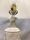WHITE STONE LAMP W/WHITE SHADE