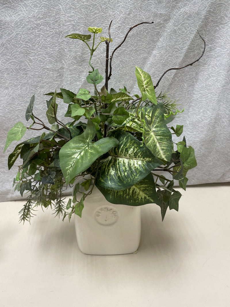 WHITE VASE W/FILLER
