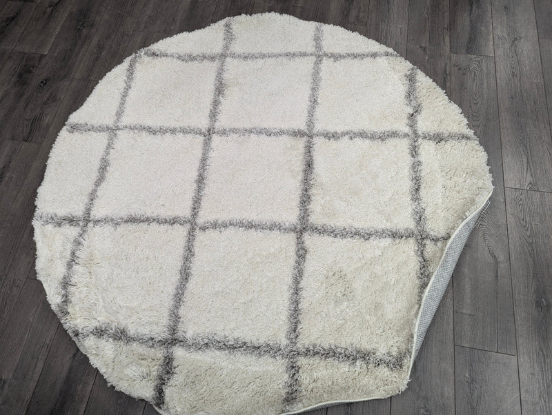 ROUND WHITE/GRAY RUG