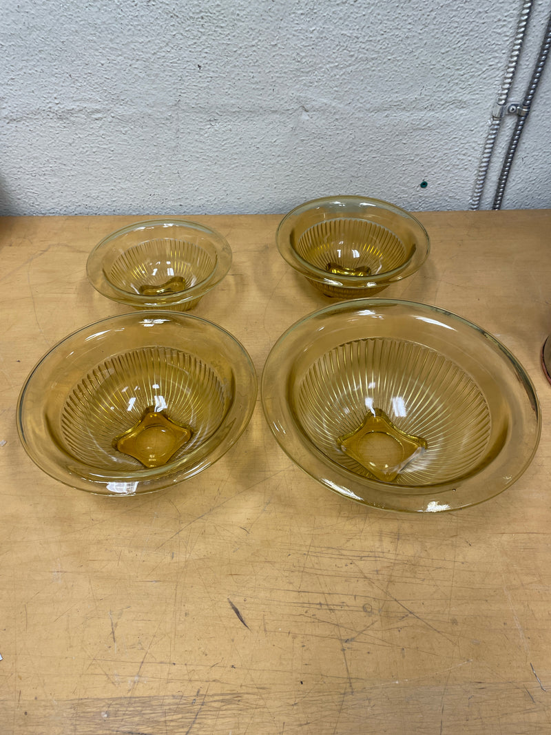 4 YELLOW GLASS BOWLS