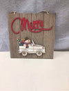"MERRY" SNOWMAN W/TRUCK SIGN