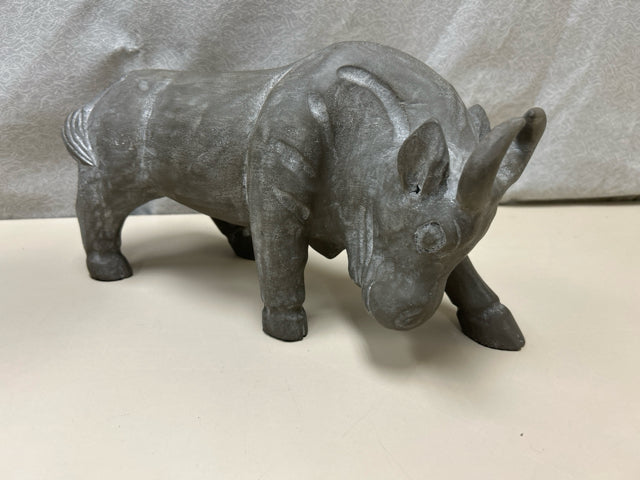 GRAY WOOD CARVED BULL