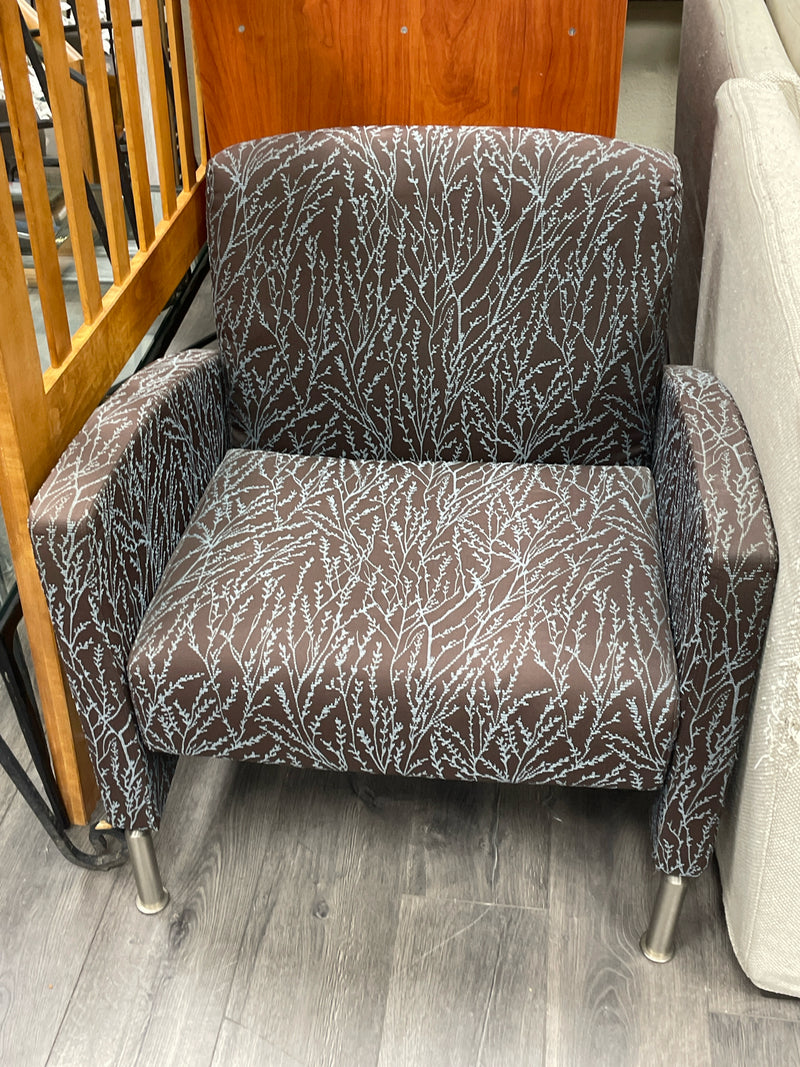 BLUE AND BROWN SIDE CHAIR