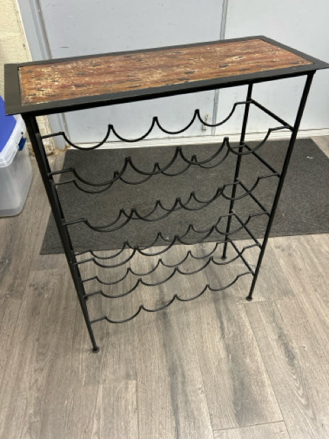 BROWN BLACK METAL WINE RACK