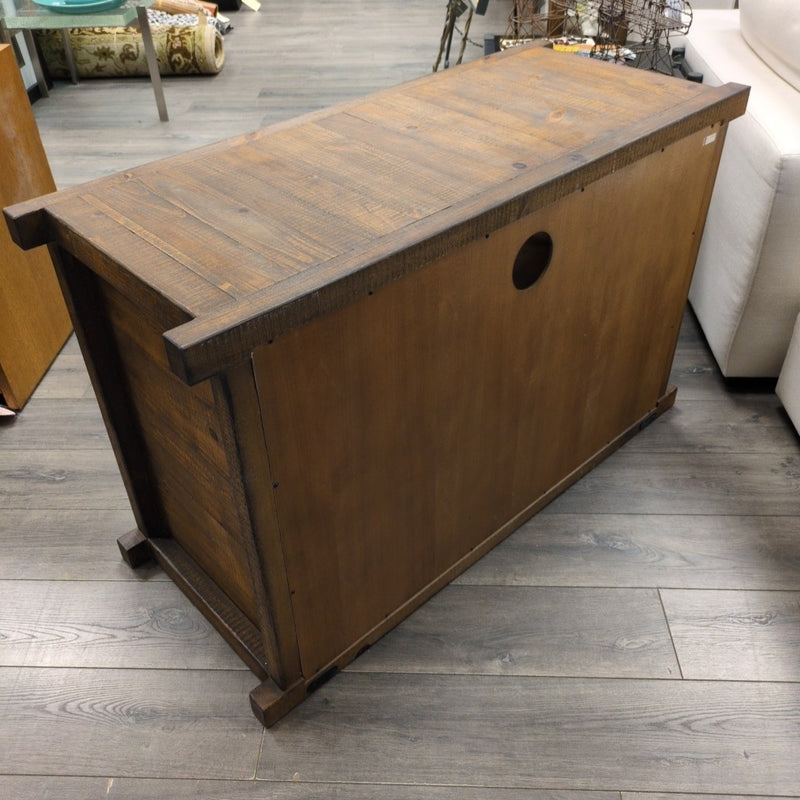 HARDWOOD W/GLASS DOORS CONSOLE