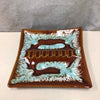 BROWN/BLUE SQUARE ASHTRAY