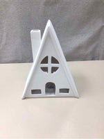 WHITE CERAMIC A-FRAME TEALIGHT HOLDER