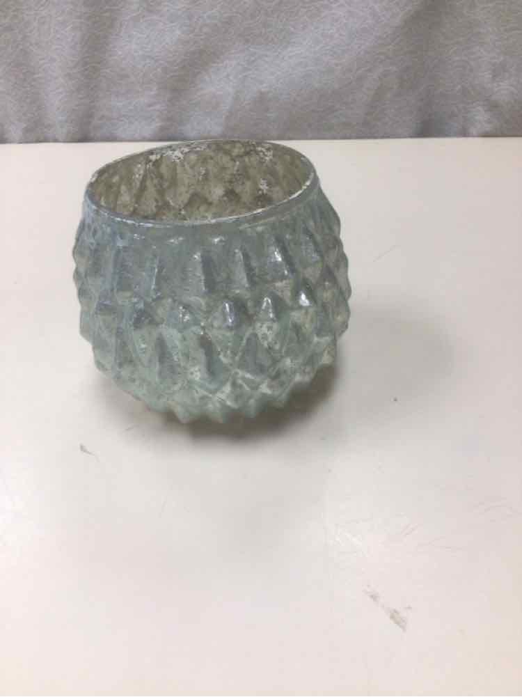 BLUE GLASS CANDLE HOLDER