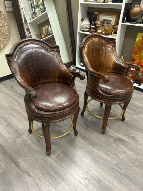 CENTURY CROC EMBOSSED LEATHER STOOL