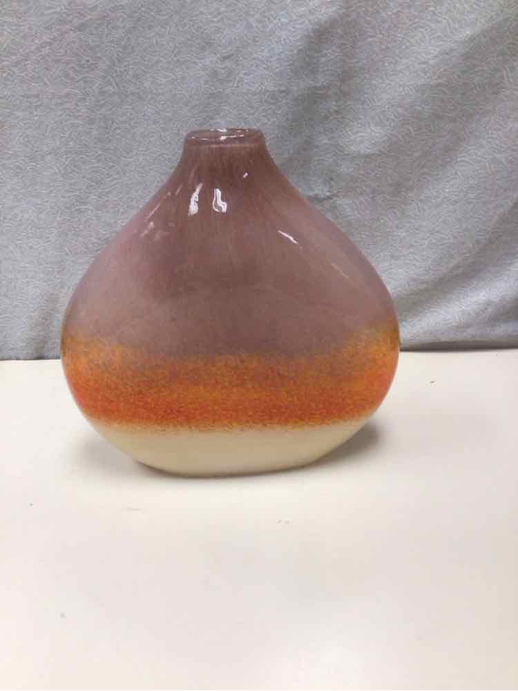 PINK/ORANGE GLASS VASE