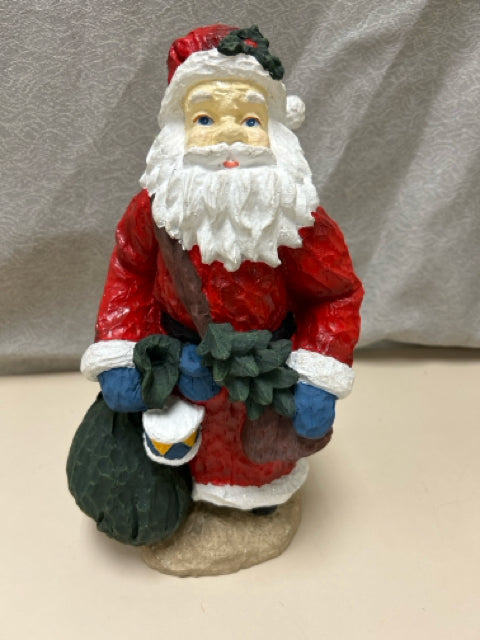 "CARVED" SANTA WITH PRESENT BAG