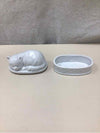 WHITE CERAMIC CAT BOX