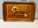 WOOD CARVED SAILBOAT TRAY