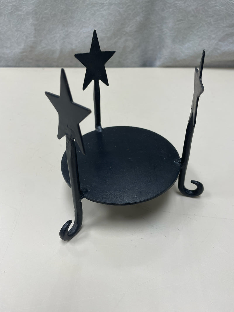 BLACK METAL STARS CANDLE HOLDER